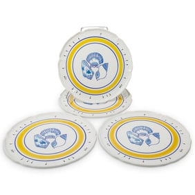 (4pc) Vintage Pornic "Pacific" Faience Serving Plates