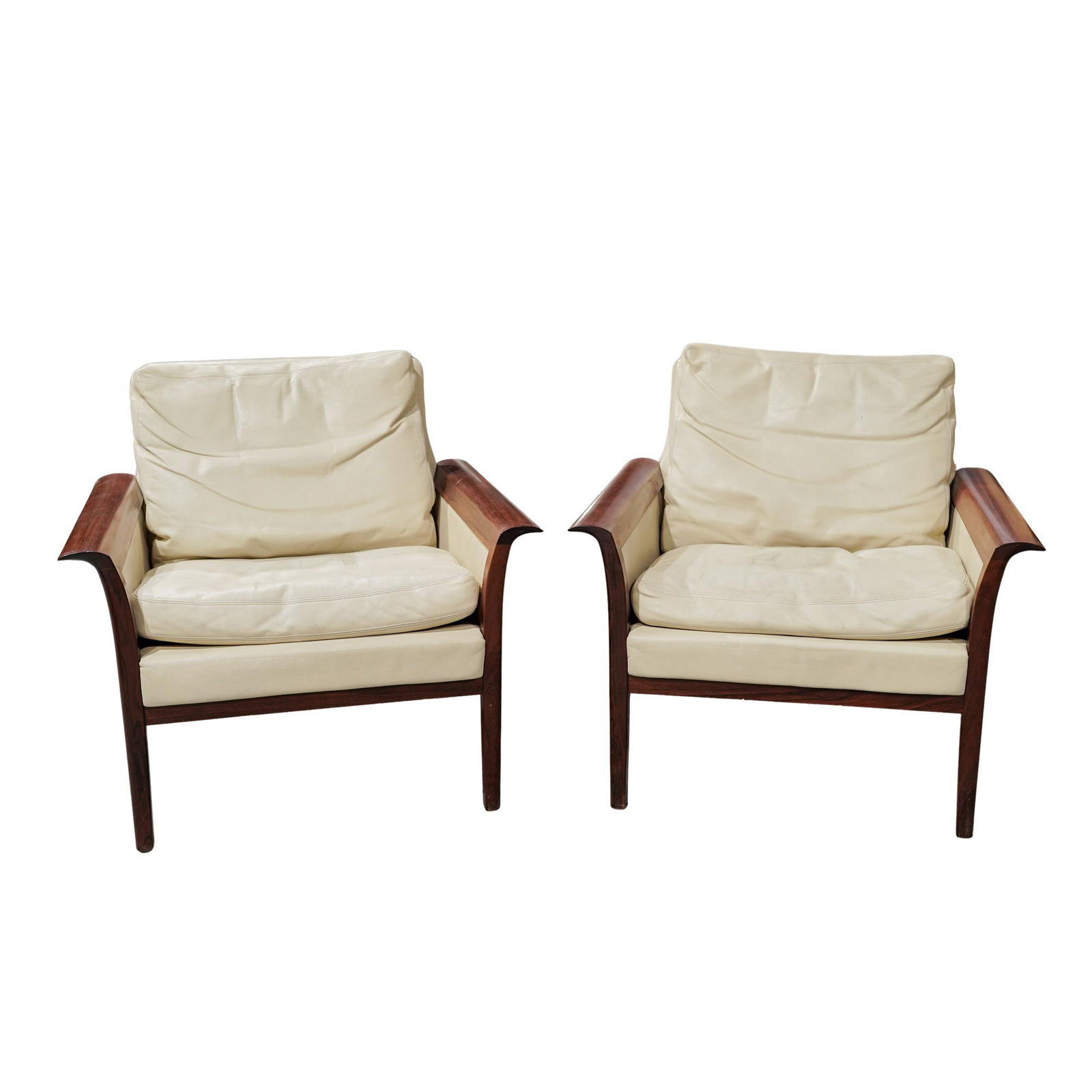 Pair of Hans Olsen for Vatne Mobler Leather & Rosewood Chairs (1 of 5)