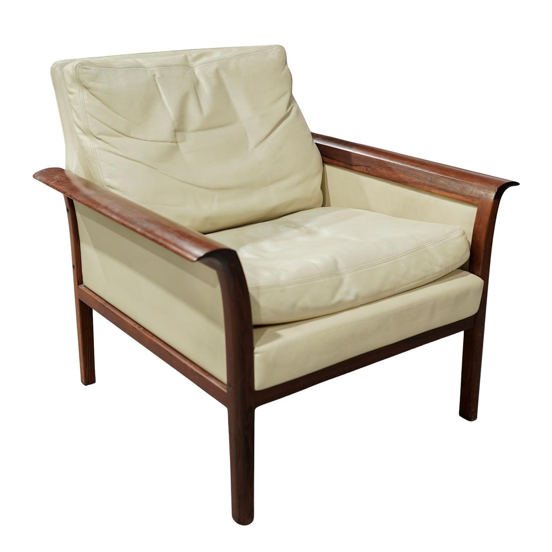 Pair of Hans Olsen for Vatne Mobler Leather & Rosewood Chairs - 2