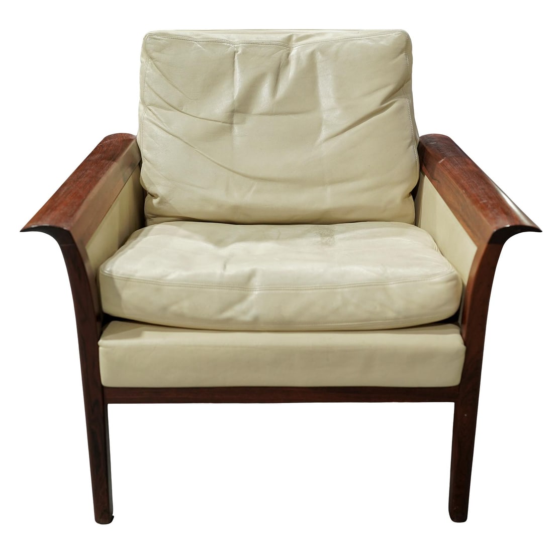 Pair of Hans Olsen for Vatne Mobler Leather & Rosewood Chairs - 3