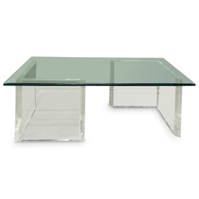 MCM Lucite & Glass Geometric Coffee Table