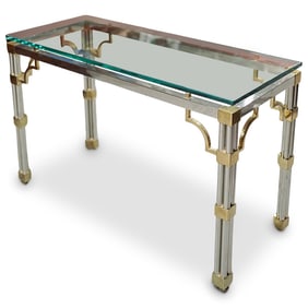 Masion Jansen Attrib. Chrome & Brass Table