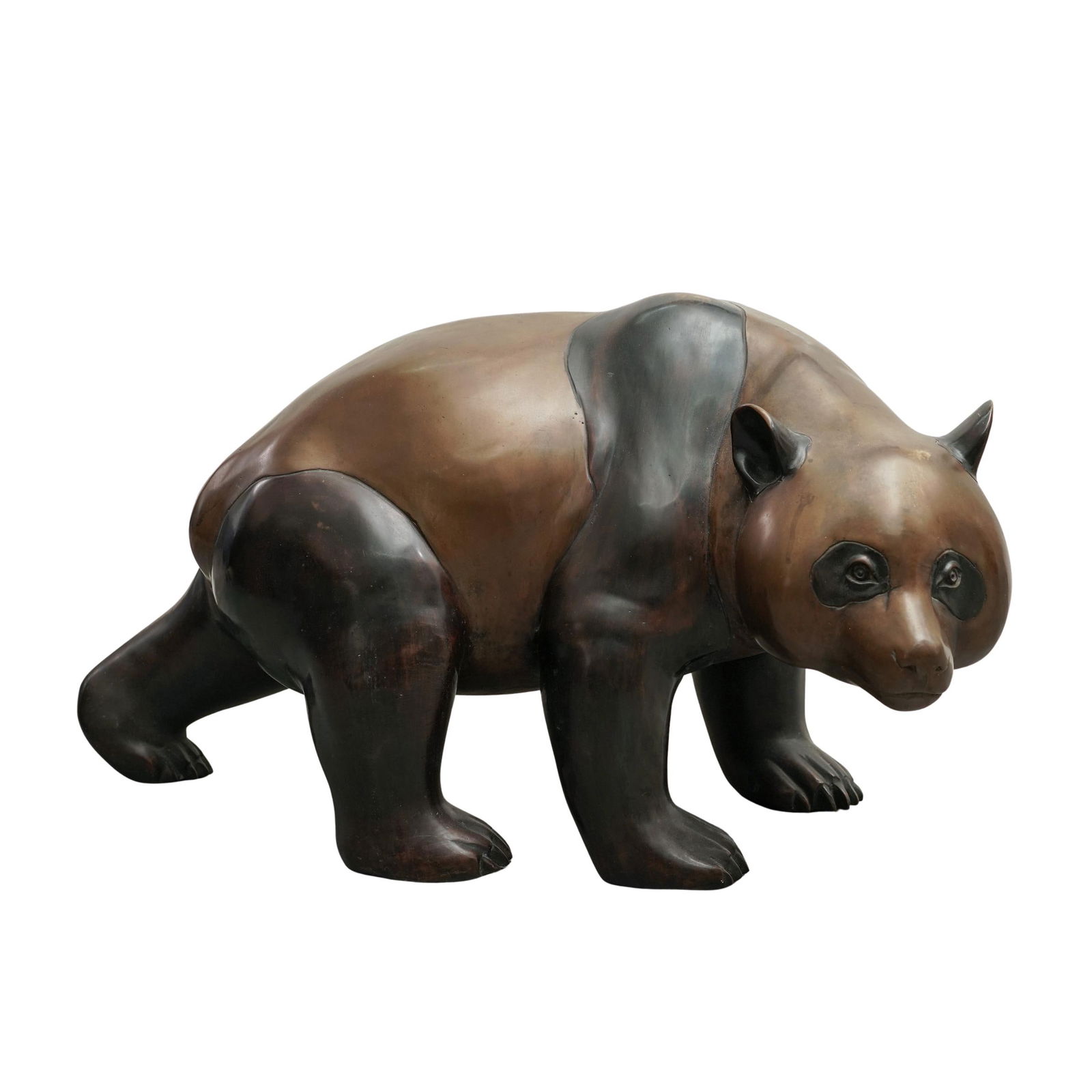 Two Tone Bronze Panda Sculpture: Two Tone Bronze Panda Sculpture 20th century, Mexican Two Tone Bronze Panda Sculpture. H 19" x L approx. 31" x W 11"