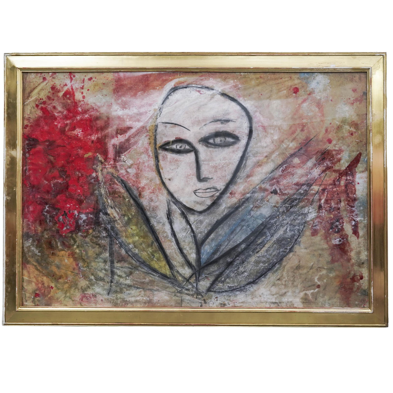 Jamali (American. b 1944) Mixed Media Painting: Jamali (American. b 1944) Mixed Media Painting20th century, AmericanJamali (American, born 1944) mixed media abstract painting. Marked on berso with Jamali Art and Peace Inc. label. Gilt wood frame.*P