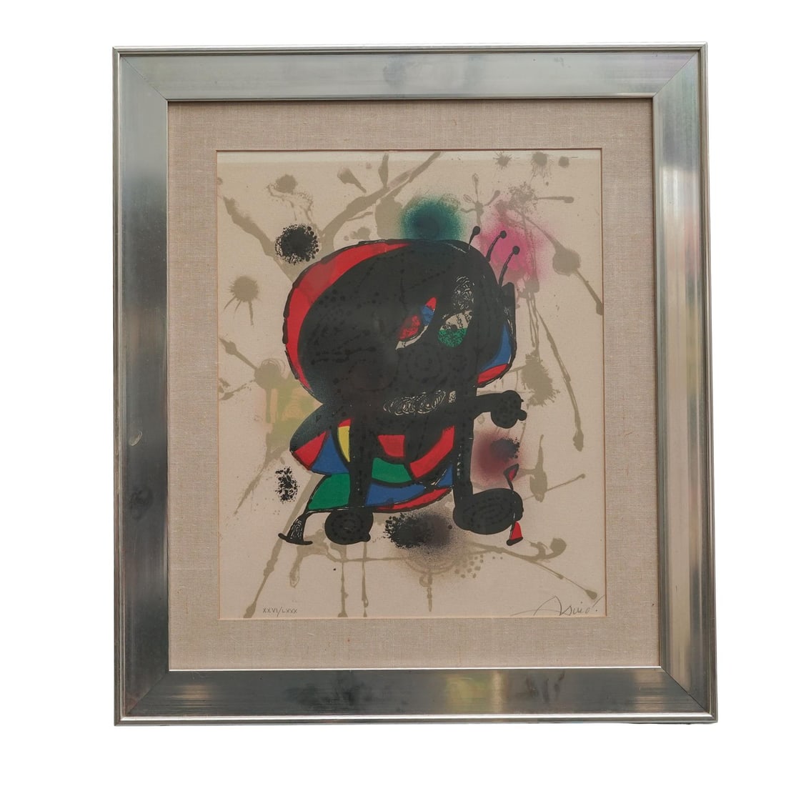 Joan Miro (Spanish 1893-1983) "Lithographe III" Color Lithograph: Joan Miro (Spanish 1893-1983) "Lithographe III" Color Lithograph1977, SpanishThe artwork depicts an abstract figure with bold colors and spontaneous ink splatters. It was published by Maeght Editeur,