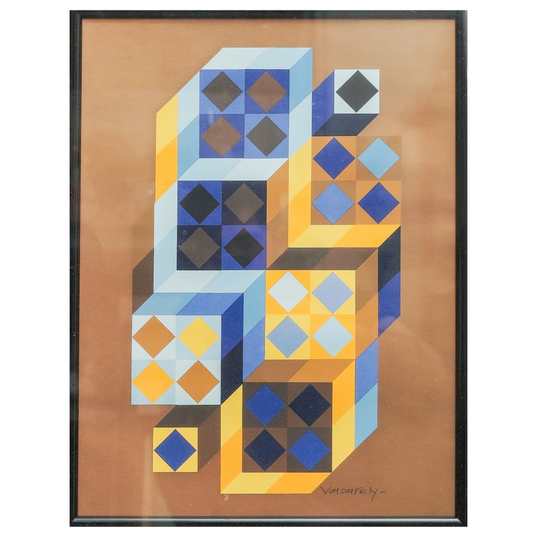 Victor Vasarely (Hungarian-French 1906-1997) "Tridim-Gordes" Serigraph: Victor Vasarely (Hungarian-French 1906-1997) "Tridim-Gordes" Serigraph1970, FrenchThe piece uses optical illusions with geometric forms and vibrant colors to create a sense of movement and depth. Sign