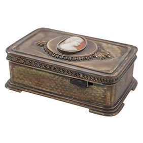 Emil Brenk (German 1881-1966) Sterling Silver Singing Bird Box w/ Cameo Lid