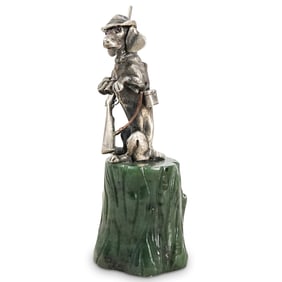 Antique Faberge Vladimir Soloviev 916 Silver & Jade Hunting Dog