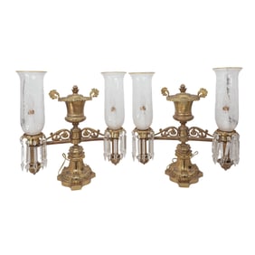 Pair of Antique French Gilt Bronze Candelabra Lamps