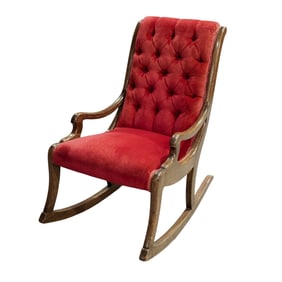 Victorian Mahogany and Tufted Velvet Rocking Chair