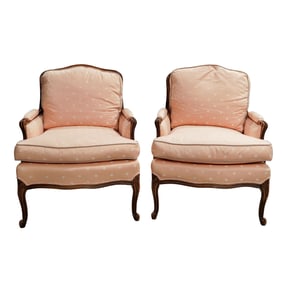 Pair French Provincial Upholstered Arm Chairs