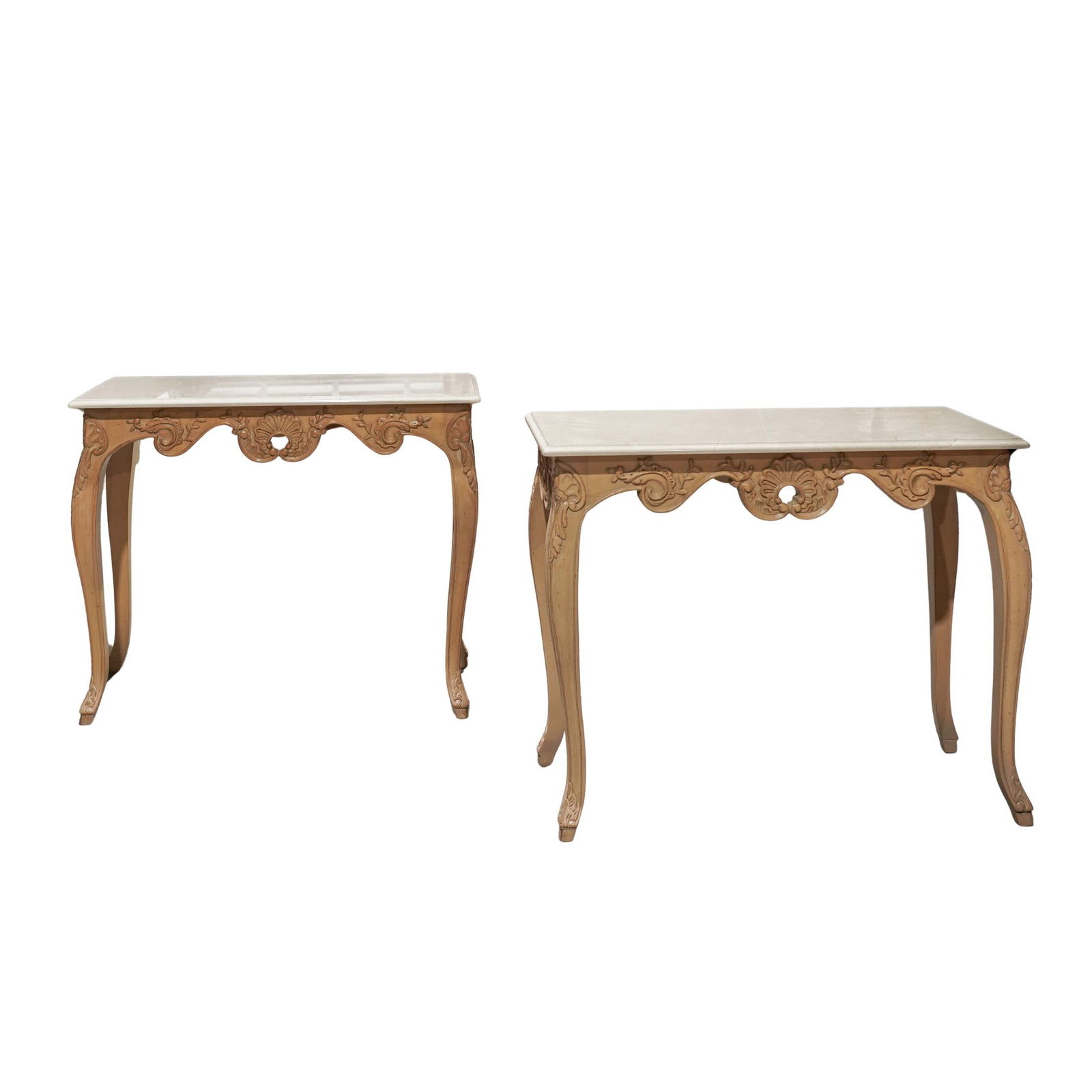 Pair of French Louis XV Style Marble Console Tables (1 of 5)