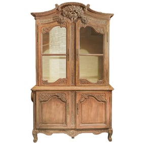 French Provincial Oak Display Cabinet