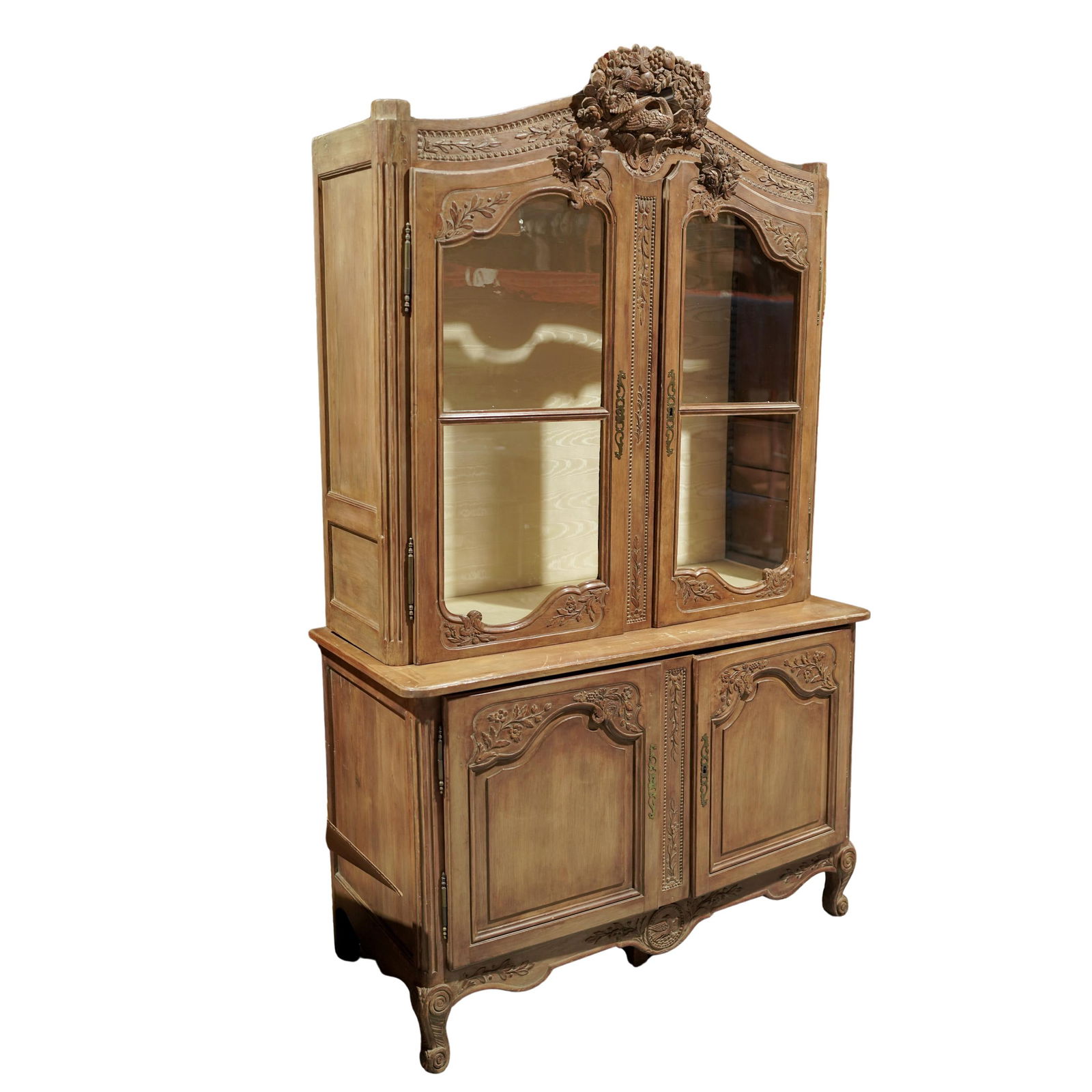 French Provincial Oak Display Cabinet - 2