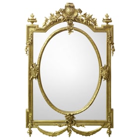 19th Cent. French Gilt Wood Beveled Glass Mirror