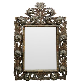 Antique Baroque Floral Hand Carved Mirror