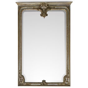 French Silver Leaf Wood Carved Pier Mirror