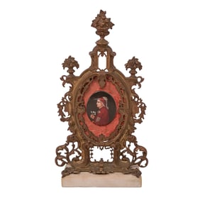 Antique Dante Alighieri Porcelain Plaque In Gilt Bronze Frame