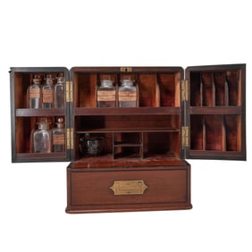 Antique Doctor Medicine Cabinet with Bottles