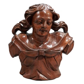 18th Cent. Baroque Wooden Ships Bust Figure