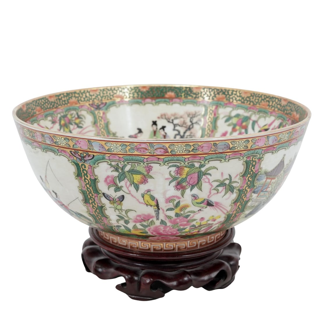 Large Chinese Export Rose Medallion Porcelain Bowl (1 of 10)