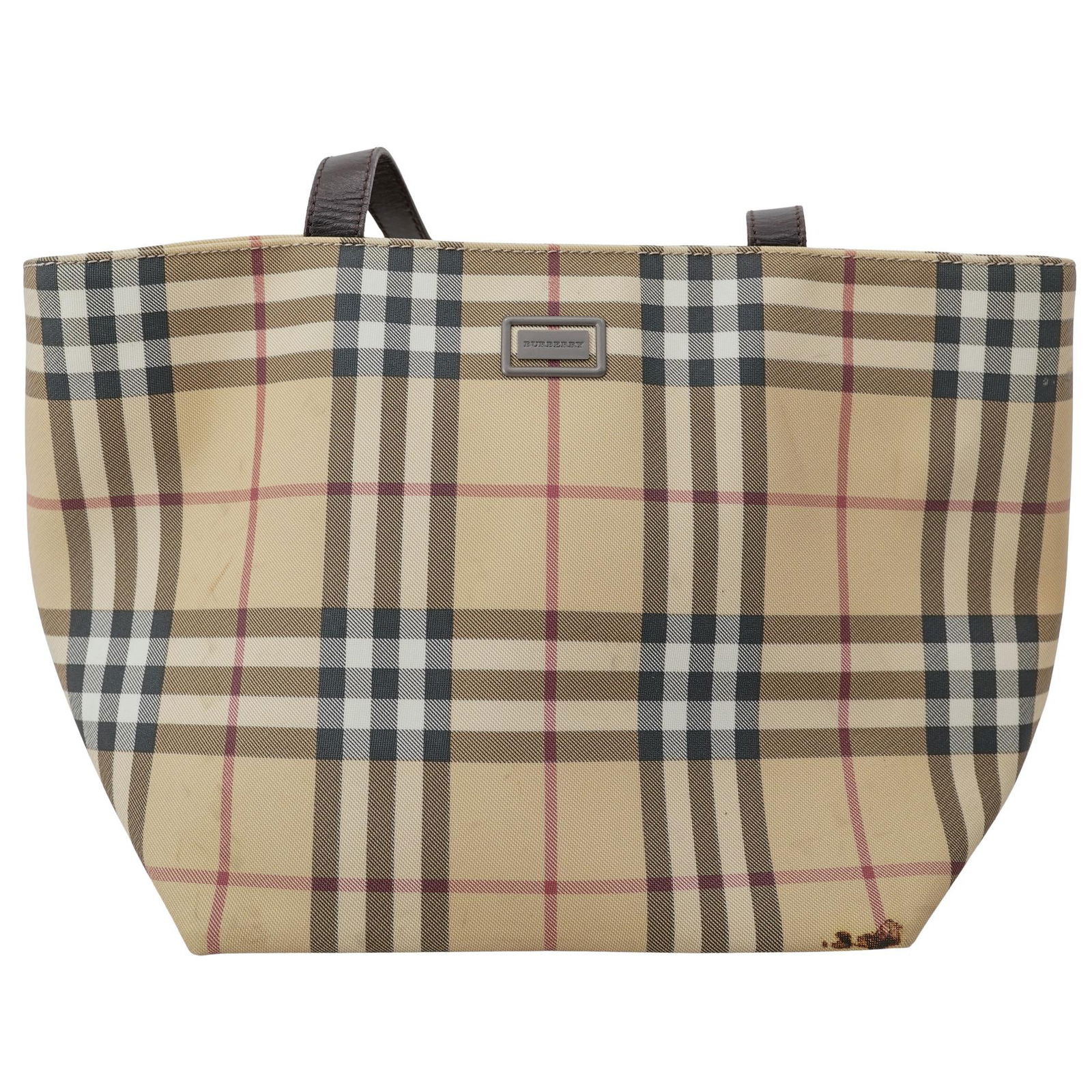Burberry Nova Check Tote PVC Leather Bag: Burberry Nova Check Tote PVC Leather Bag Late 20th-early 21st century, Italy Burberry "Nova Check" tote bag in PVC leather. Marked inside with metal plaque reading "Burberry London", marked also on a