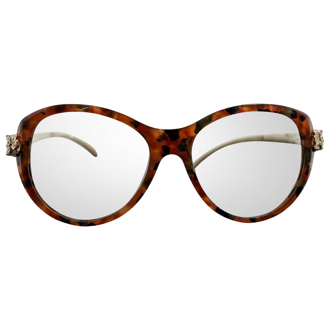 Vintage Cartier Glasses: Vintage Cartier Glasses20th century, FrenchVintage Cartier glasses. Tortoise hued with gold plated arms. Arms marked "Cartier 135 made in France 5966154". Included black leather Cartier marked eyeglas