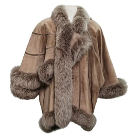 Vintage Italian Suede, Wool, and Fox Fur Coat