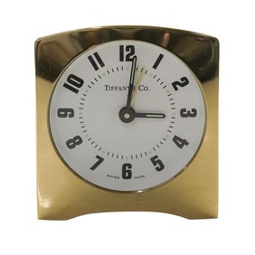 Tiffany and Co. Gold-Tone Quartz Desk Alarm Clock