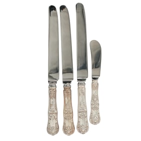 (4 pcs) Tiffany & Co. "English King" Sterling Silver Butter Knives