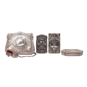 (5 pcs) Antique Sterling Silver Match Safes, Pin Cushion, Coin Purse