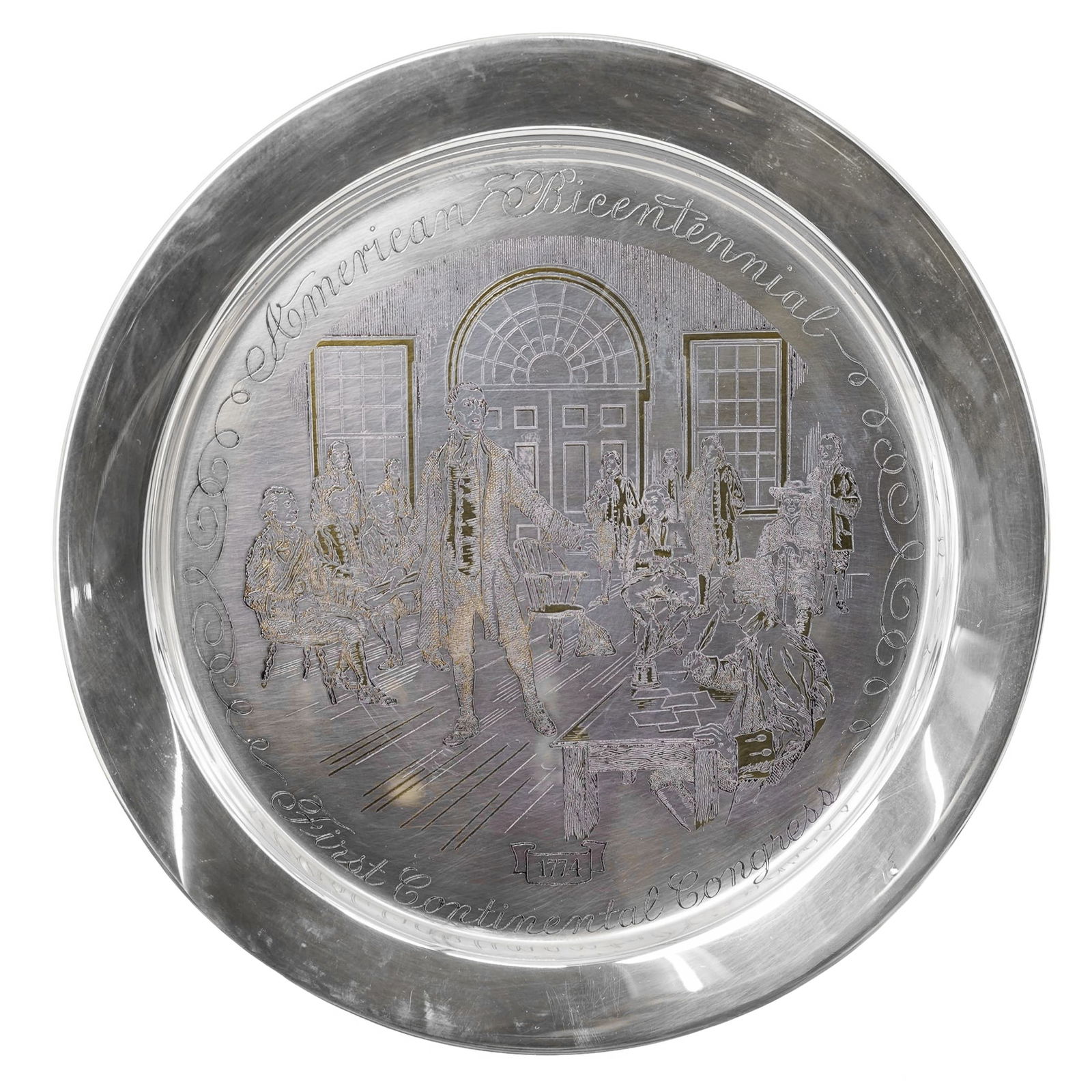 Sterling Silver & Gold Inlaid "First Continental Congress - 1774" Plate (1 of 10)