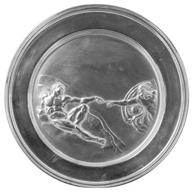 Sterling Silver Michelangelo "Creation of Adam" Plate