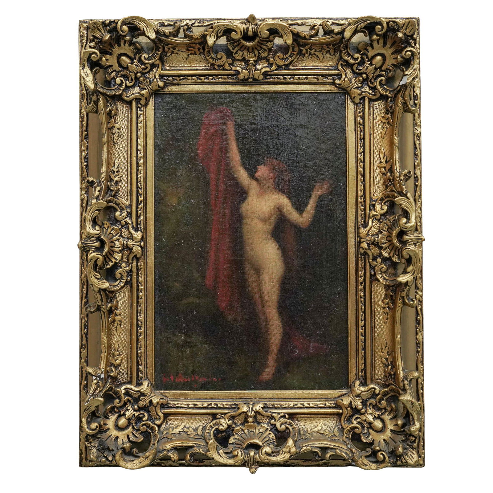 Louis Frederic Schutzenberger (French, 1825-1903) Nude Oil on Canvas: Louis Frederic Schutzenberger (French, 1825-1903) Nude Oil on Canvas19th century, FrenchAn antique female nude oil on canvas by artist Louis Frederic Schutzenberger (French, b. 1825 d. 1903). Signed i