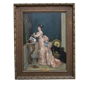 Antique L. Poutier Oil On Wood Painting