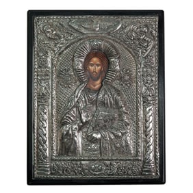 Greek Orthodox Jesus Icon 950 Silver