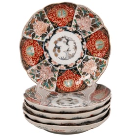 (5 Pc) Japanese Imari Ware Porcelain Plates