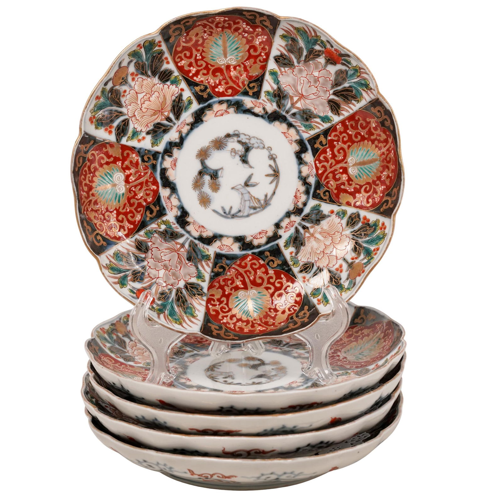 (5 Pc) Japanese Imari Ware Porcelain Plates (1 of 3)