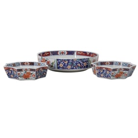 (3 Pc) Japanese Imari Porcelain Serving Bowls