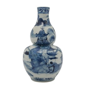 Antique Chinese Blue and White Porcelain Gourd Vase