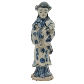 Qing Dynasty Chinese Blue and White Porcelain Figure
