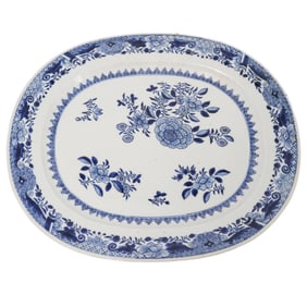 Qianlong Period Large Chinese Export Blue & White Porcelain Platter