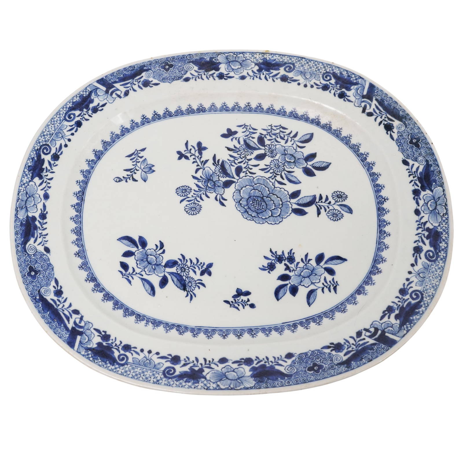 Qianlong Period Large Chinese Export Blue & White Porcelain Platter