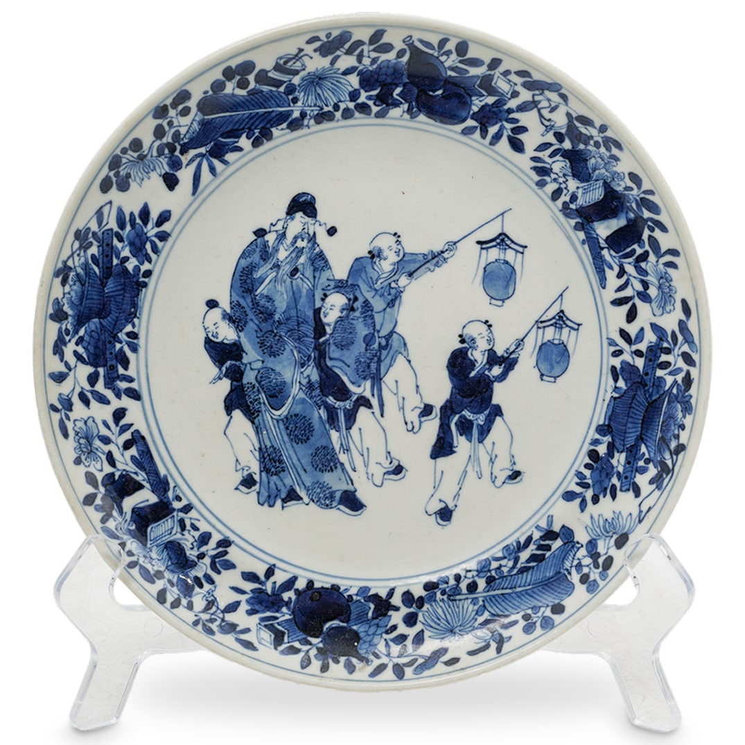 19th Cent. Chinese Porcelain Blue & White Narrative Plate (1 of 5)
