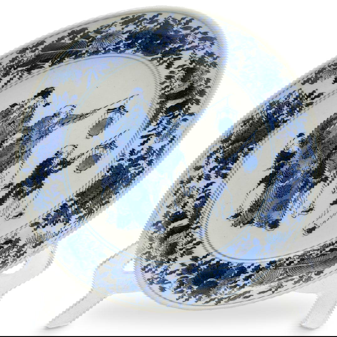 19th Cent. Chinese Porcelain Blue & White Narrative Plate