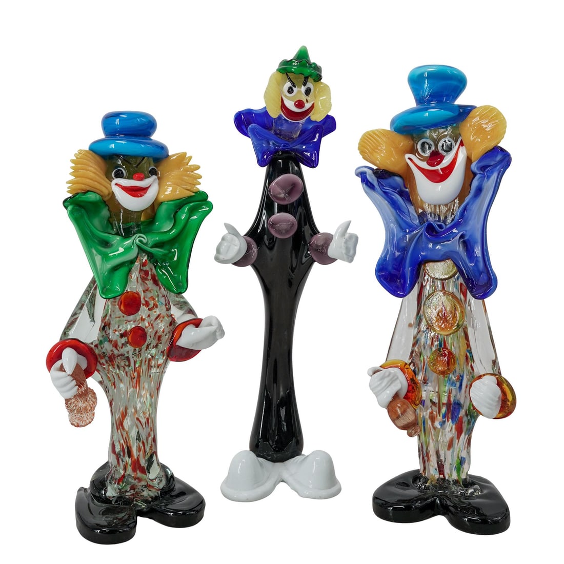 (3 Pc) Large Murano Art Glass Clown Figurines (1 of 6)