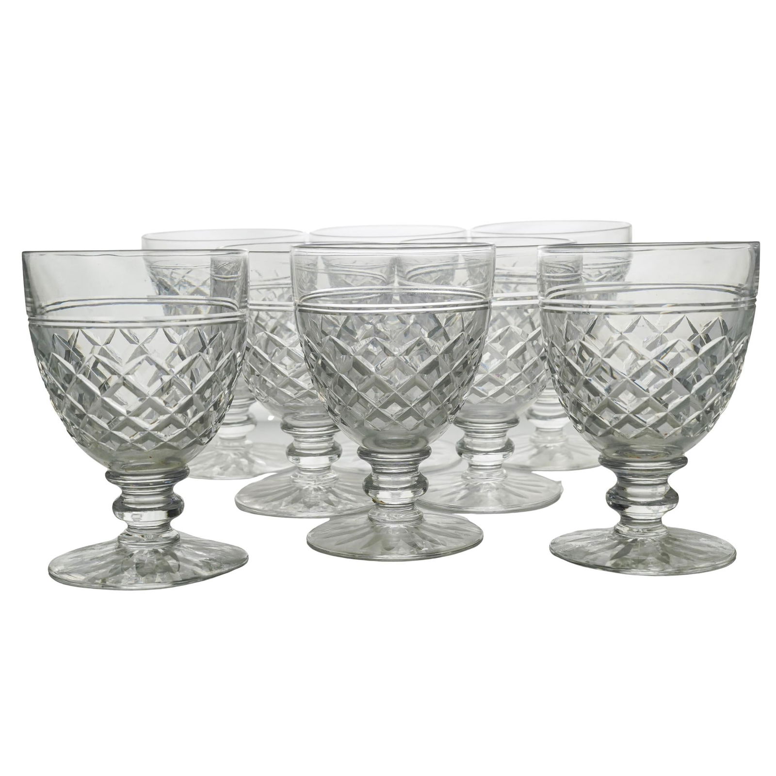 (8 Pc) Thomas Webb & Sons "Wellington" Cut Crystal Water Goblets (1 of 6)