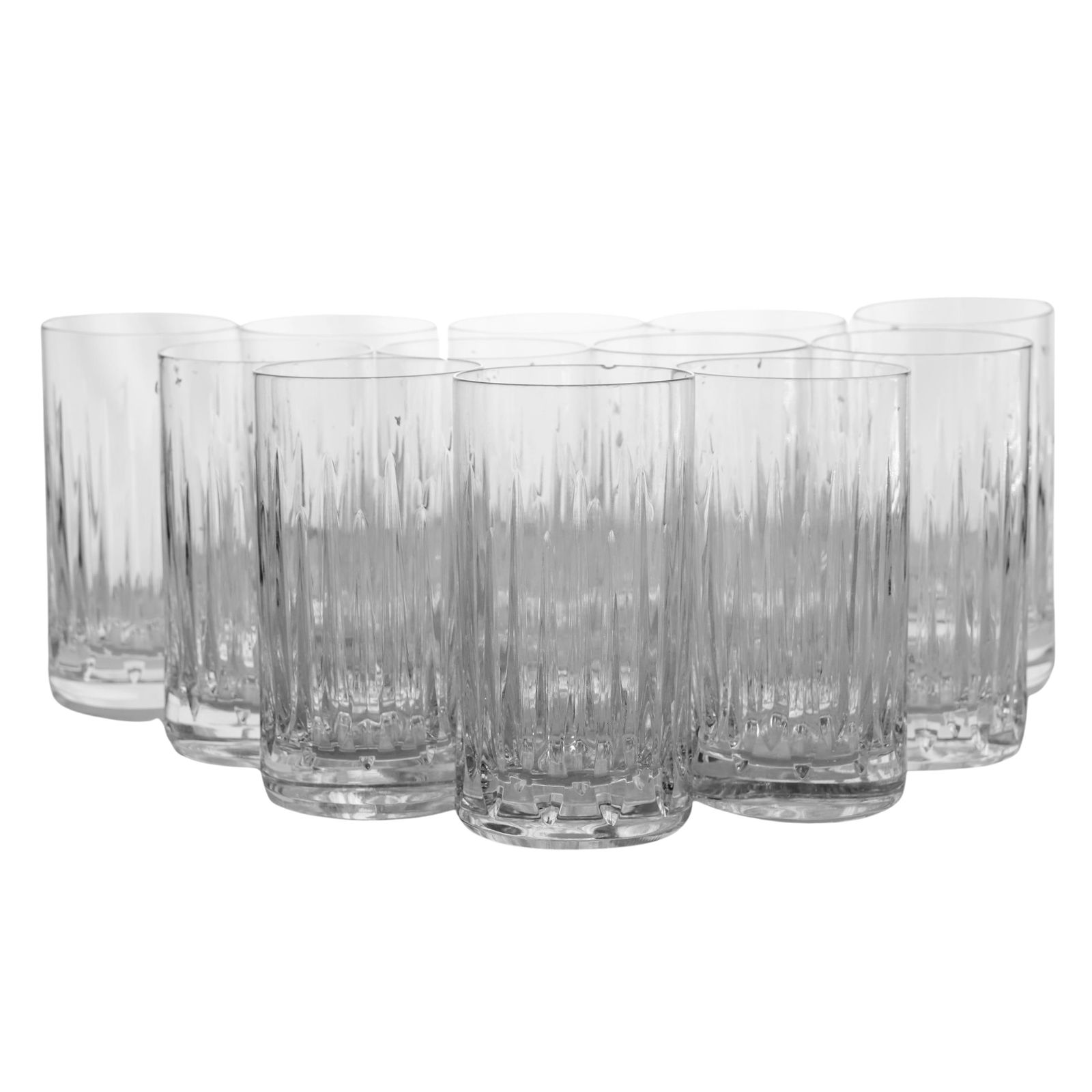 (12 pc) Miller Rogaska Soho Pattern Crystal Tumblers. (1 of 8)