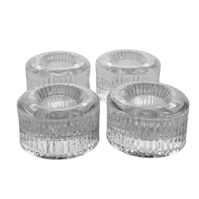 (4 pc) Clear Ribbed Glass Taper Candle Holders