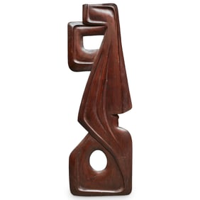 MCM Carved Walnut Abstract Sculpture